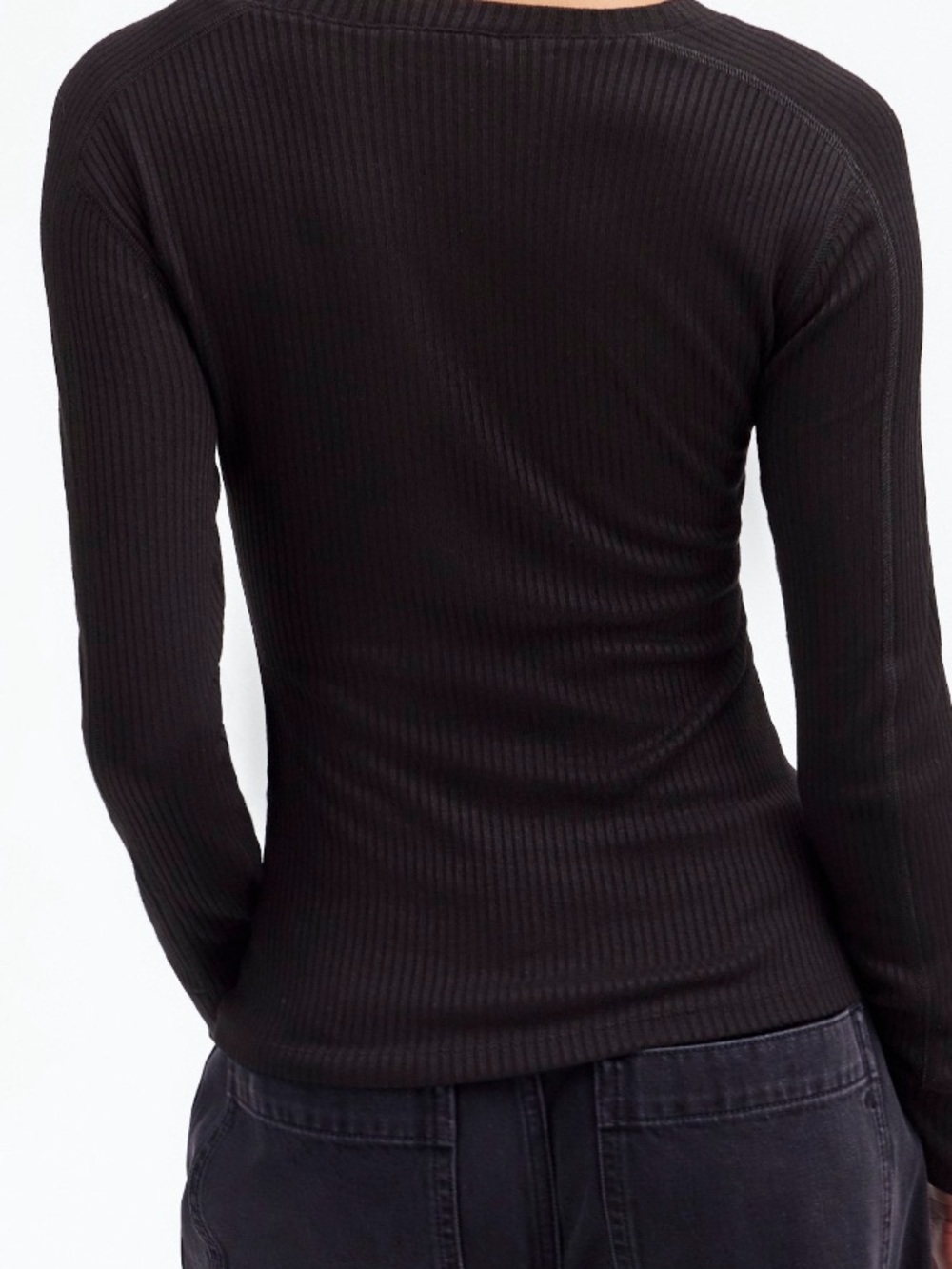 Madewell Black Ribbed Long Sleeve Top - Picture 7 of 10